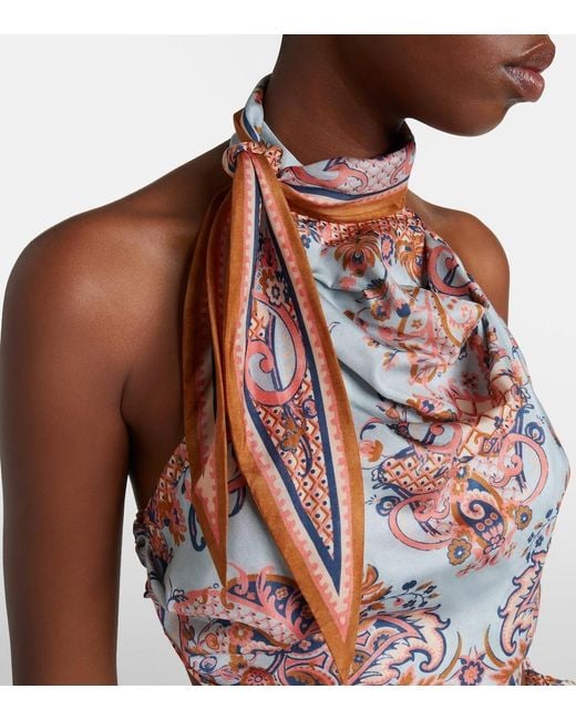 Zimmermann Pink Aster Printed Silk Crop Top
