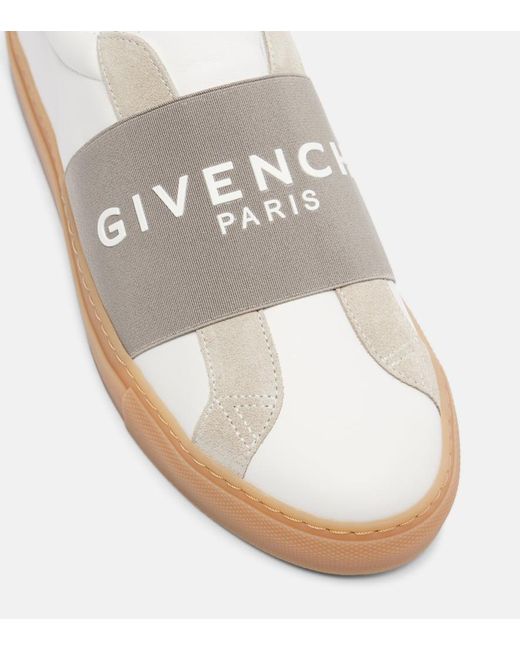 Givenchy White Urban Street Logo Leather Slip-On Sneakers