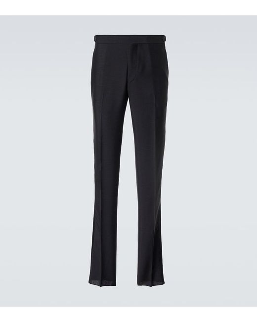 Rubinacci Blue Modluca Wool Tuxedo Pants for men