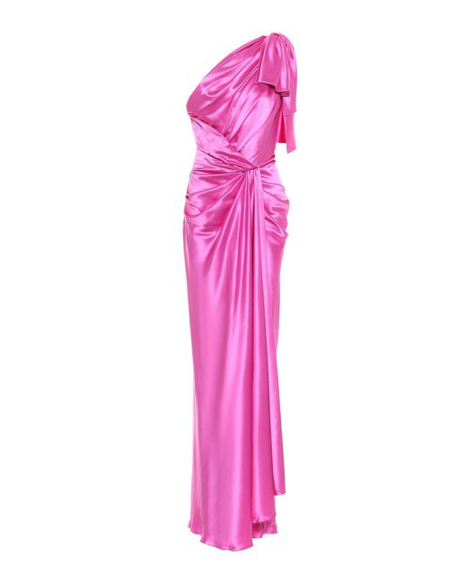 Dolce & Gabbana Pink One-shoulder Silk Satin Gown