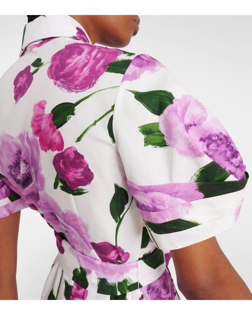 Vestido Camisero Midi De Algodon Floral Erdem de color Pink