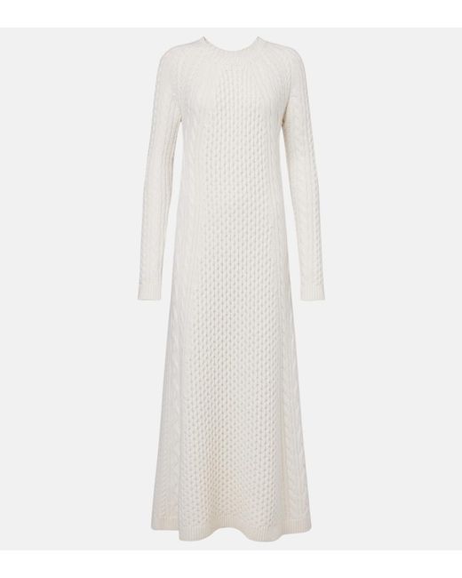 Lisa Yang White Nyla Cable-Knit Cashmere Maxi Dress