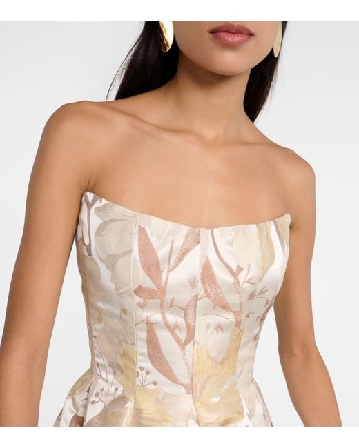 Markarian Natural Floral Metallic Gown