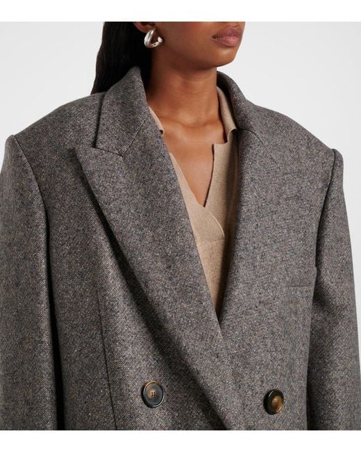 Stella McCartney Gray Double-Breasted Wool And Silk-Blend Coat