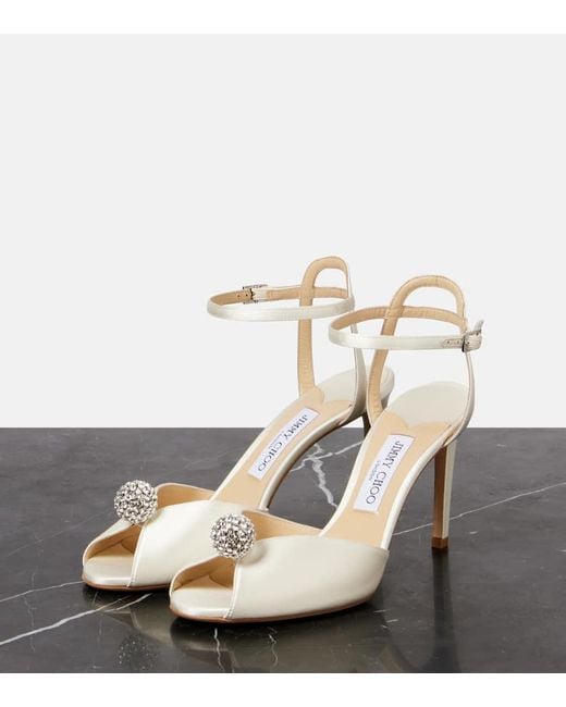 Jimmy Choo Metallic Sacora 85 Embellished Satin Sandals