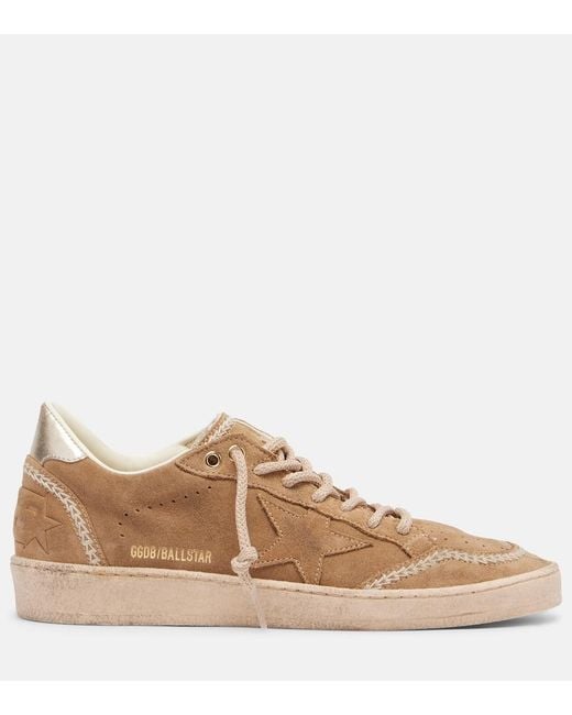 Golden Goose Deluxe Brand Natural Ball Star Embroidered Suede Sneakers