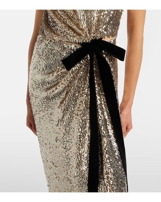 Jonathan Simkhai White Felicity Draped Sequined Gown