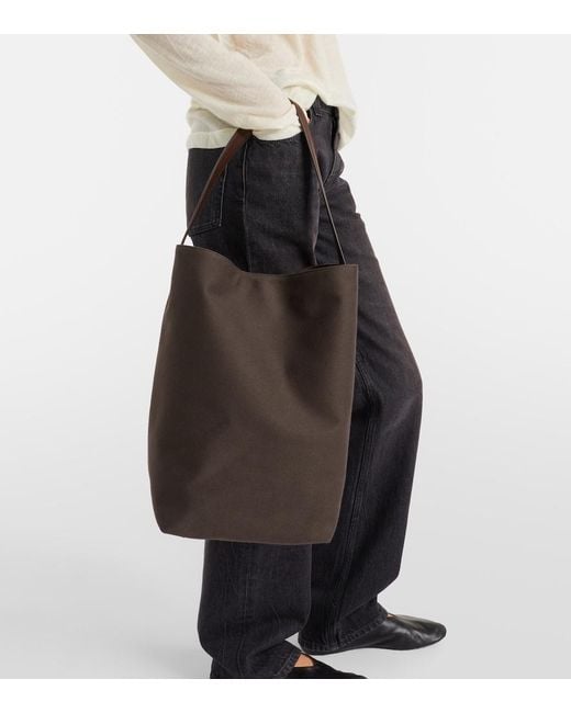 The Row Black Tote Bag N/S Park Large Aus Canvas Und Leder