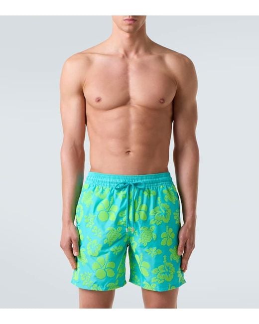 Vilebrequin Bedruckte Badeshorts Mahina in Blue für Herren