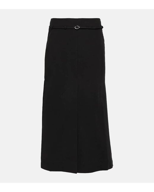 Ganni Black Cotton Midi Skirt