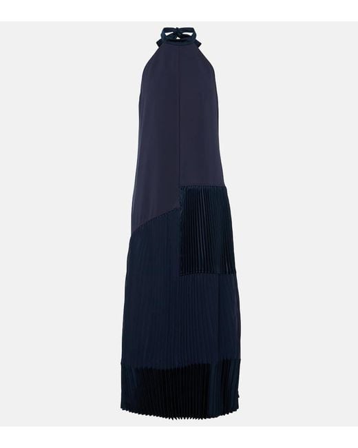 Jonathan Simkhai Blue Noah Pleated Crepe Midi Dress