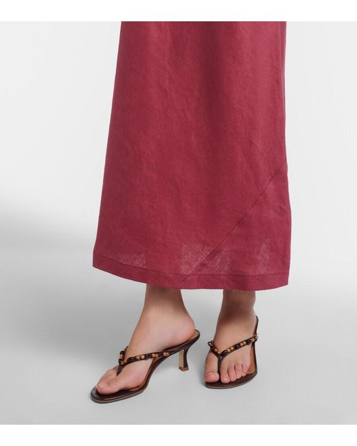 Faithfull The Brand Purple Suis Asymmetric Linen Maxi Dress