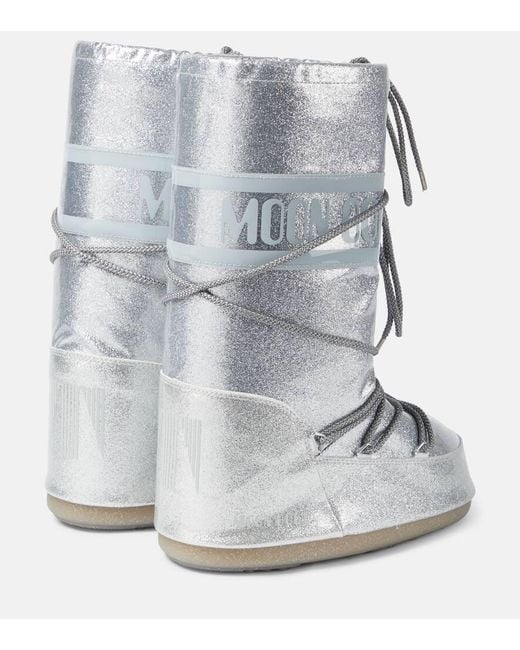 Moon Boot Gray Icon Glitter Snow Boots