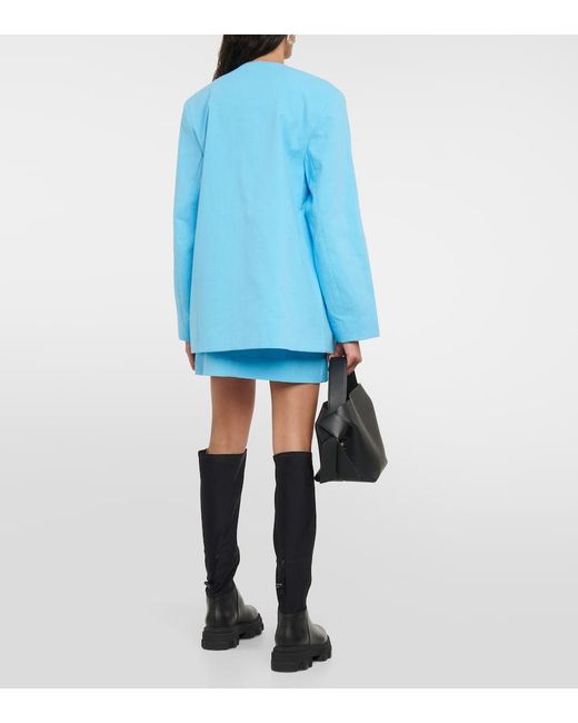 Ganni Blue Cotton Blazer