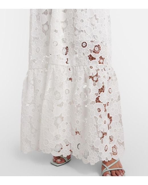 Self-Portrait White Belted Guipure Lace Shirt Dress