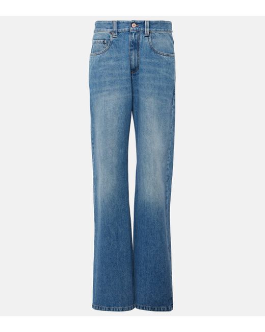 Brunello Cucinelli Blue Mid-rise Wide-leg Jeans