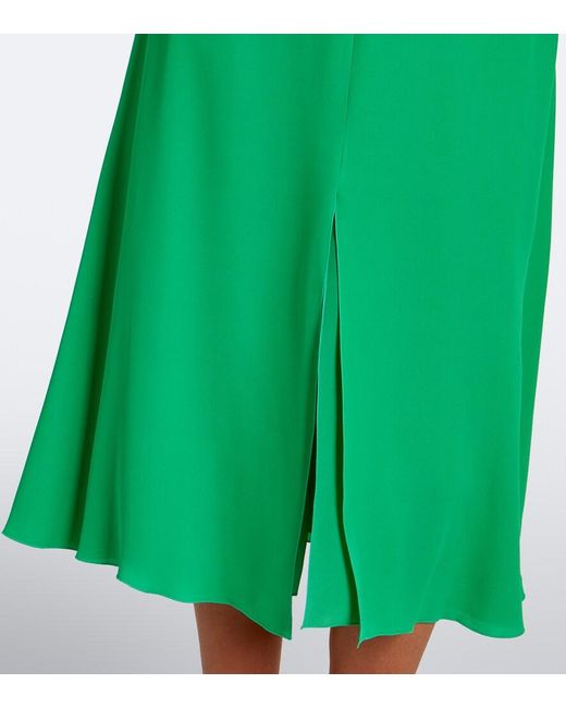 Valentino Green Silk Georgette Midi Skirt