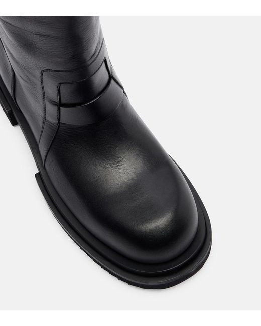 Rick Owens Black Gabe Leather Knee-High Boots