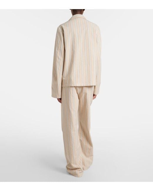 Maison Margiela Natural Striped Cotton Wide-Leg Pants