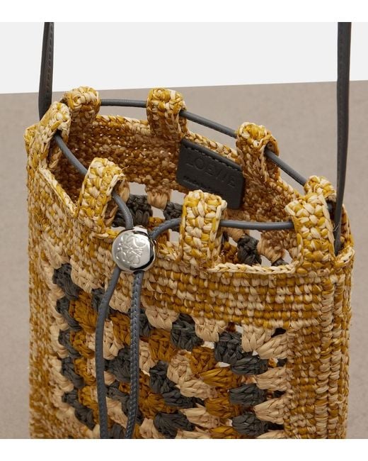 Loewe Metallic Paula's Ibiza Raffia Pouch With Strap