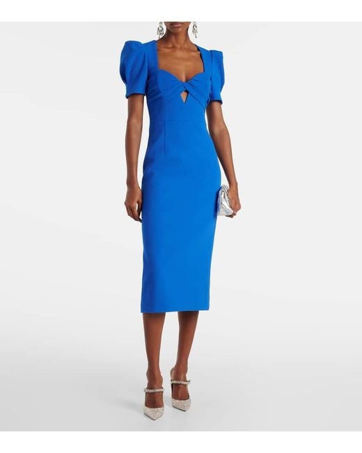 Rebecca Vallance Blue Midikleid Antonella Aus Crepe