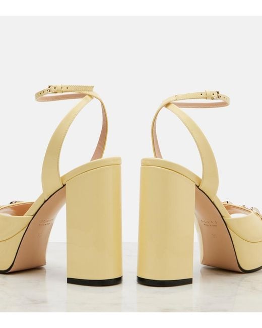 Gucci Metallic Horsebit 85 Leather Platform Sandals