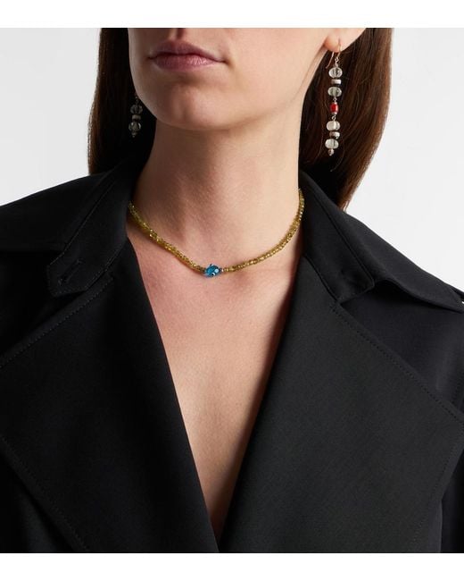 Ileana Makri Blue 9Kt And Sterling Beaded Necklace With Garnets And Diamonds