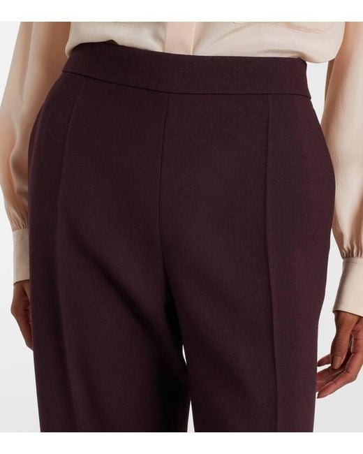 Chloé Purple Weite High-Rise-Hose Aus Schurwolle