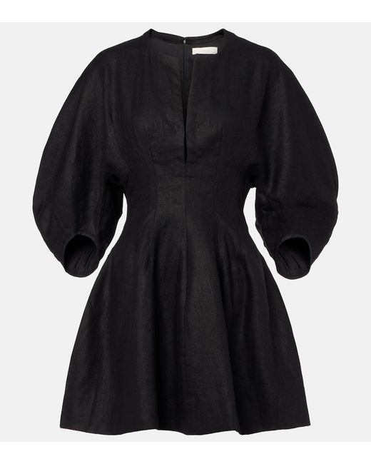 Faithfull The Brand Black Soleil Linen Minidress