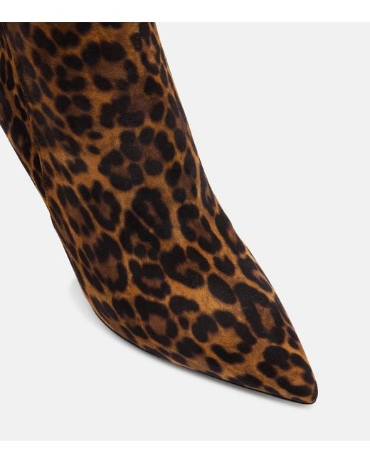 Gianvito Rossi Brown Levy 85 Leopard-Print Suede Ankle Boots