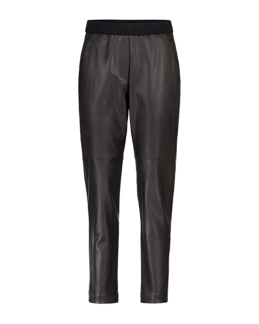 Brunello Cucinelli Mid-rise Tapered Leather Pants in Black - Lyst
