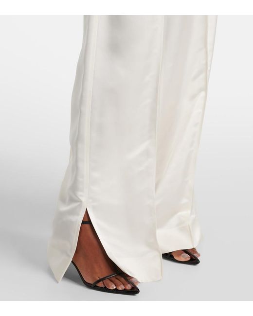 Jil Sander White High-Rise Satin Wide-Leg Pants