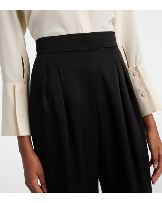 Max Mara Black Divo Satin Wide-Leg Pants