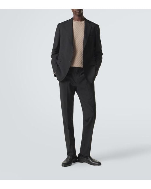 Brioni Black Appia Leather Loafers for men