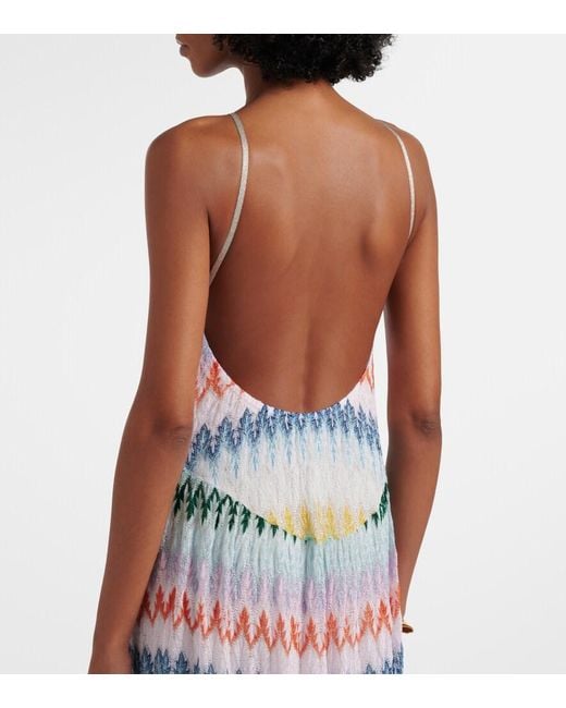 Missoni White Halterneck Lame Maxi Dress