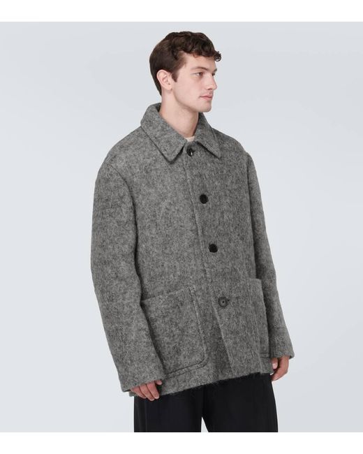 Dries Van Noten Gray Single-Breasted Coat for men
