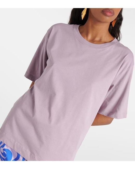 Dries Van Noten Purple T-Shirt aus Baumwoll-Jersey