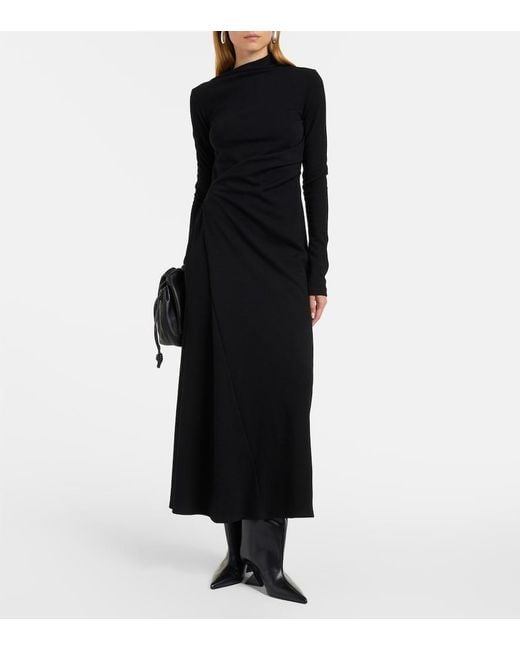 Sportmax Black Edile Wool And Cotton-Blend Midi Dress