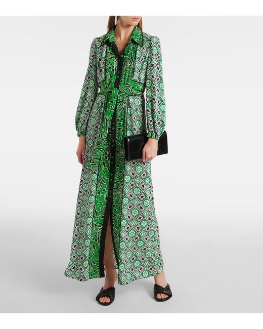 Diane von Furstenberg Green Joshua Printed Maxi Dress