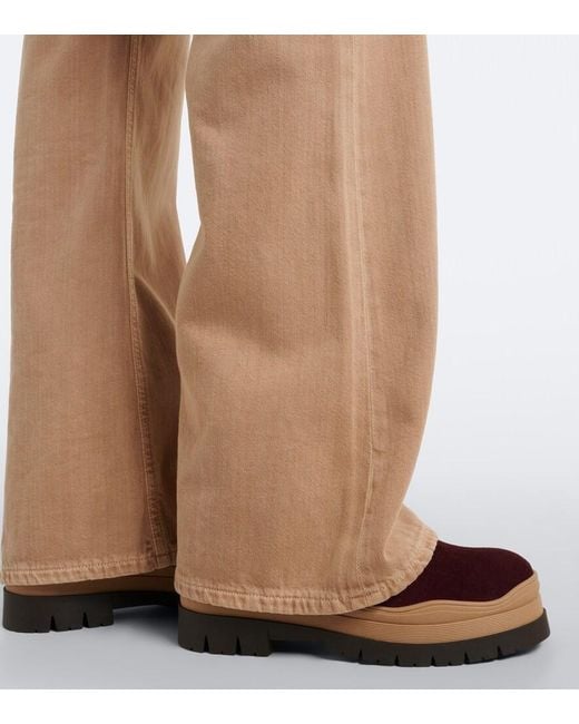 Bogner Red Arosa Shearling-Lined Suede Ankle Boots