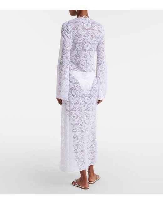 Oseree White Bridal Lace Beach Cover-Up