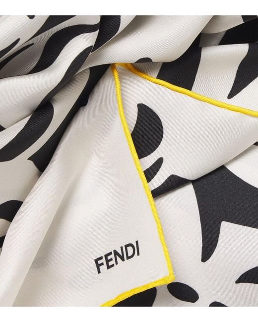 Fendi White Printed Silk Scarf
