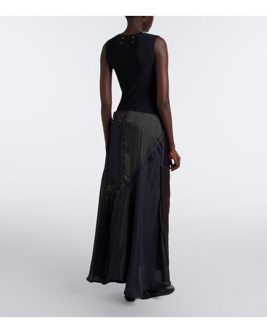 Falda Larga A Rayas Con Patchwork Maison Margiela de color Black