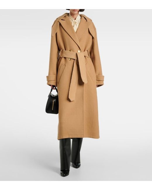 Givenchy Brown Mantel Aus Wolle Und Seide