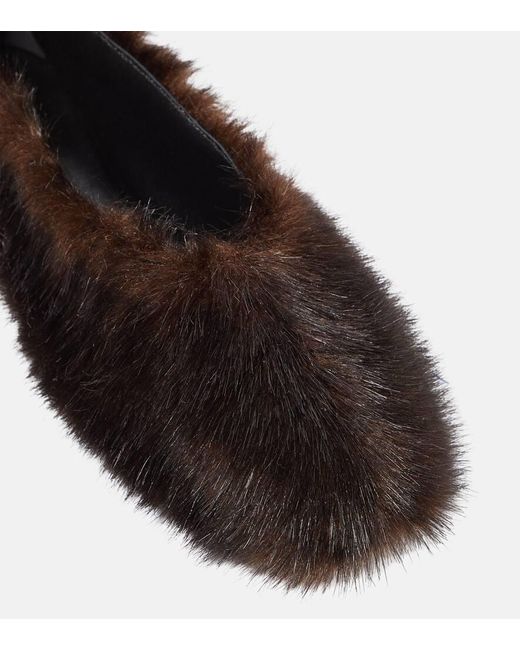 Magda Butrym Brown Faux-Fur Ballet Flats