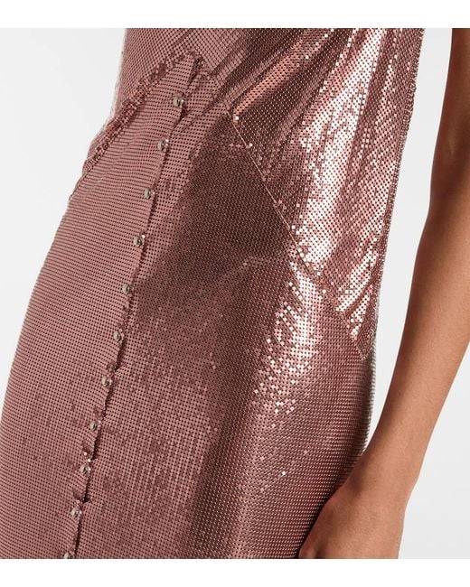 Rabanne Purple Fringed Metallic Midi Dress
