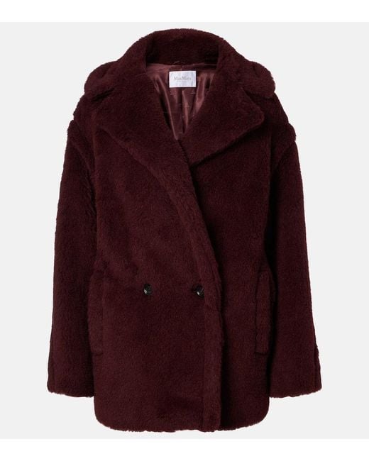 Max Mara Red Olga Apaca, Wool And Silk Peacoat