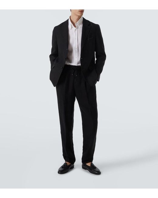 Rubinacci Black Linen Blazer for men