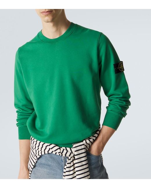 Stone Island Green Compass Cotton Fleece Sweatshirt for men