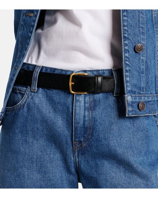 The Row Black Classic Calf Hair Belt